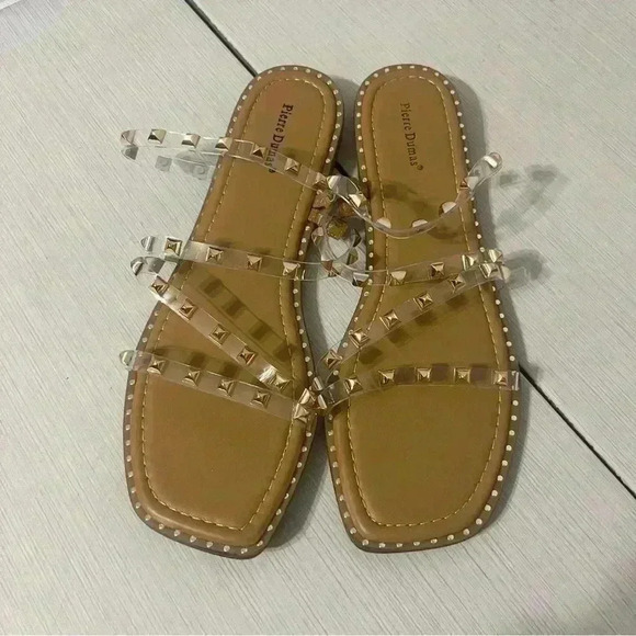 Just Kickin' It Tan/Clear/Rose Gold Studded Sandals - SHO2532TN - Picture 6 of 14